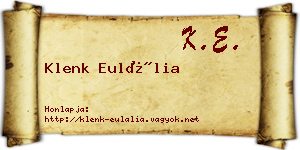 Klenk Eulália névjegykártya